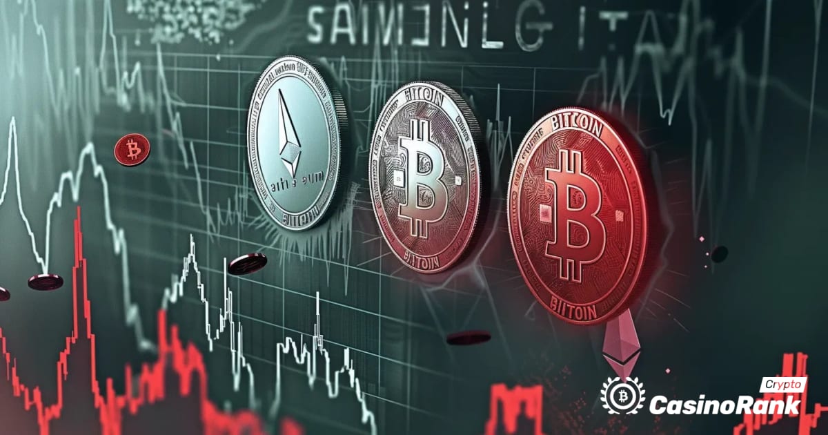 Kriptovaliutų rinkos nuosmukis: Bitcoin, Ethereum ir XRP kainos krenta